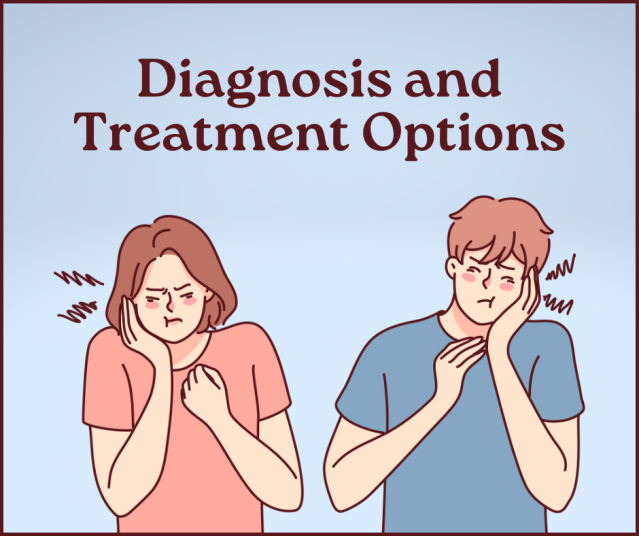 Illustration of a man and woman both clutching their jaws in pain